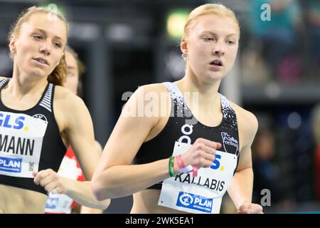 Jolanda Kallabis (FT 1844 Freiburg) lors de la demi-finale du 800 mètres des Championnats d'Allemagne d'athlétisme en salle 2024 au quarterback Immobilien Arena, Leipzig (Sven Beyrich/SPP) crédit : SPP Sport Press photo. /Alamy Live News Banque D'Images