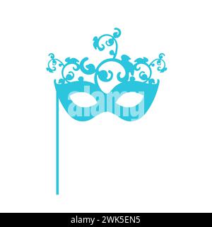 Masque pour carnaval. Ensemble d'icônes bleu Brom. Illustration de Vecteur