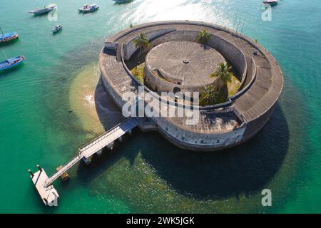 São Marcelo Fort à Salvador Bahia Brésil, a été construit sur une couronne de sable en 1624 pour protéger la ville, est le seul avec un plan circulaire. Banque D'Images