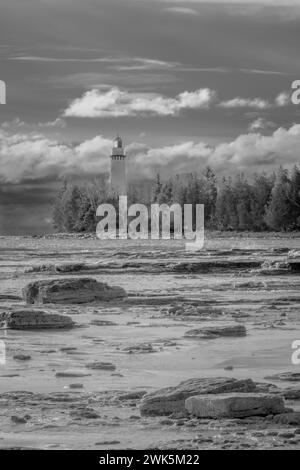 Ces images en noir et blanc représentent la péninsule du comté de Door située dans le nord-est du Wisconsin. On parle souvent de Cape Cod of the Banque D'Images