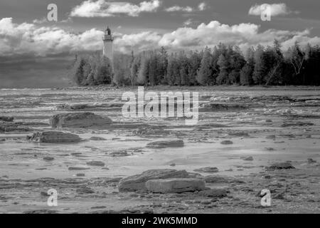 Ces images en noir et blanc représentent la péninsule du comté de Door située dans le nord-est du Wisconsin. On parle souvent de Cape Cod of the Banque D'Images