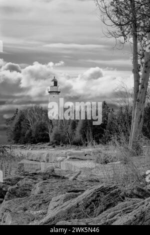 Ces images en noir et blanc représentent la péninsule du comté de Door située dans le nord-est du Wisconsin. On parle souvent de Cape Cod of the Banque D'Images