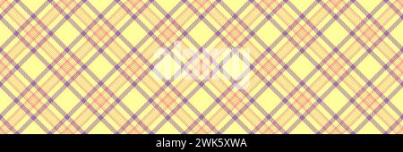 Tissu textile de fond court, tartan vecteur de texture d'horizon. Motif écossais à carreaux sans couture dans la couleur jaune et magenta. Illustration de Vecteur