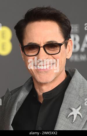 Londres, Royaume-Uni. 18 février 2024. L'acteur américain Robert Downey Jr. assiste aux EE BAFTA film Awards 2023 au Royal Festival Hall de Londres, en Angleterre, le dimanche 18 février 2024. Photo de Rune Hellestad/ crédit : UPI/Alamy Live News Banque D'Images