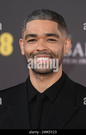 Londres, Royaume-Uni. 18 février 2024. L'acteur britannique Kingsley Ben-Adir assiste aux EE BAFTA film Awards 2023 au Royal Festival Hall de Londres, en Angleterre, le dimanche 18 février 2024. Photo de Rune Hellestad/ crédit : UPI/Alamy Live News Banque D'Images