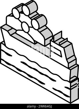 illustration vectorielle d'icône isométrique de réfugié de transport de navire Illustration de Vecteur