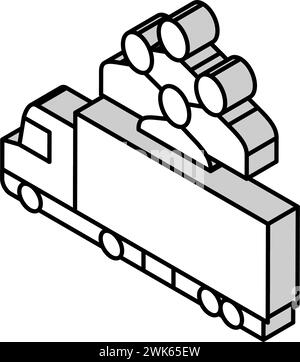 illustration vectorielle d'icône isométrique de réfugié de transport de camion Illustration de Vecteur