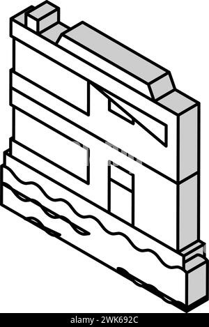 flottant sur l'illustration vectorielle isométrique d'icône de maison de résidence de l'eau Illustration de Vecteur