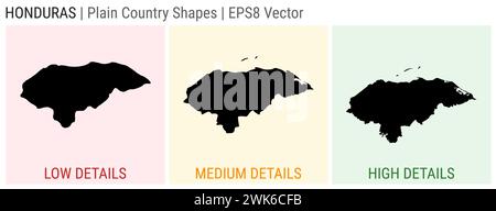 Honduras - forme de pays simple. Cartes détaillées basses, moyennes et hautes du Honduras. Illustration vectorielle EPS8. Illustration de Vecteur