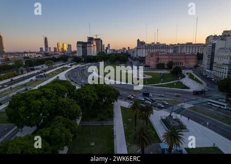 Puerto Madero, Buenos Aires, Argentine - 02 02 2024 : belle prise de vue aérienne de la Plaza de Mayo, de la Casa Rosada Presidents House, de la Kirchner Cultura Banque D'Images