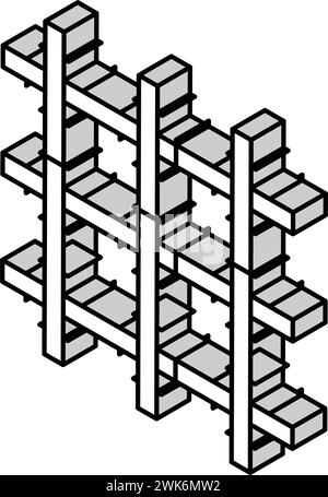 illustration vectorielle d'icône isométrique en treillis métallique soudé wwf Illustration de Vecteur