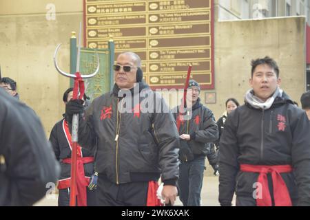 Boston, ma, États-Unis. 18 février 2024. Chinatown Boston nouvel an lunaire 2024 année du Dragon. Les résidents de Chinatown célèbrent avec des danses de lion dans tout le quartier asiatique. (Crédit image : © Kenneth Martin/ZUMA Press Wire) USAGE ÉDITORIAL SEULEMENT! Non destiné à UN USAGE commercial ! Banque D'Images