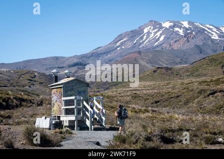 Toilettes à compostage sur le mont Ruapehu, parc national de Tongariro, Île du Nord, Nouvelle-Zélande Banque D'Images