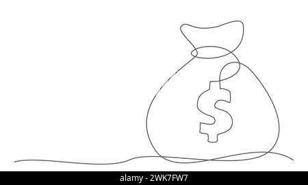 Sac d'argent un dessin de ligne isolé sur fond blanc Illustration de Vecteur