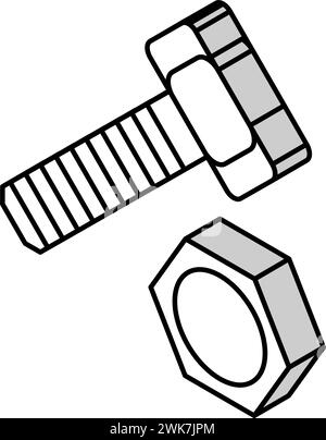 illustration vectorielle d'icône isométrique de boulon à tête hexagonale Illustration de Vecteur