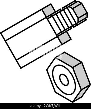 illustration vectorielle d'icônes isométriques des entretoises hexagonales Illustration de Vecteur