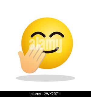 Art illustration Design Emoji expression de visage symbole émoticône de sourire avec la main Illustration de Vecteur