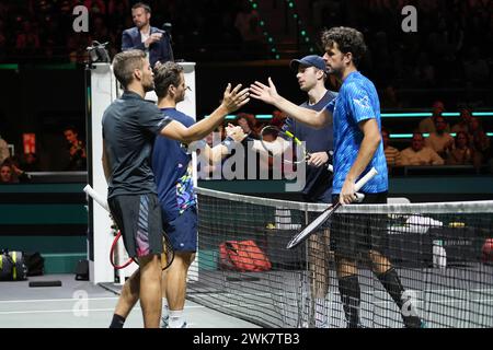 Nikola Mektic de Croatie, Wesley Koolhof des pays-Bas, vainqueurs de la finale du double masculin, Botic van de Zandschulp, Robin Haase des pays-Bas, finalistes lors de l'ABN Amro Open 2024, ATP 500 tournoi de tennis le 18 février 2024 à Rotterdam, pays-Bas - photo Laurent Lairys/ DPPI Banque D'Images