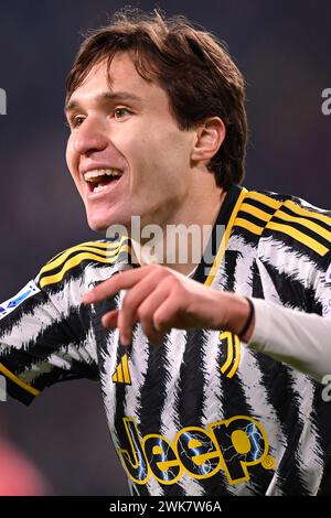 Torino, Italie. 12 février 2024. Foto Fabio Ferrari/LaPresse 12 Febbraio 2024 -Torino, Italia - sport - Juventus vs Udinese - Campionato Italiano di calcio Serie A TIM 2023/2024 - Allianz Stadium. Nella foto : Federico Chiesa (Juventus FC) ; 12 février 2023 Turin, Italie - football sportif - Juventus vs Udinese - Championnat italien de football League A TIM 2023/2024 - Allianz Stadium sur la photo : Federico Chiesa (Juventus FC) ; crédit : LaPresse/Alamy Live News Banque D'Images