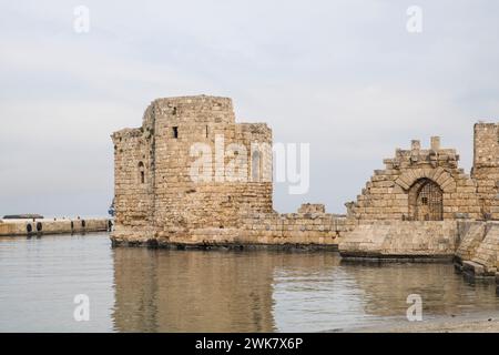 Liban, Saida, château de mer Banque D'Images