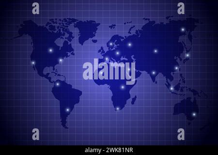 Points radar de lumières sur l'illustration vectorielle de la carte du monde Illustration de Vecteur