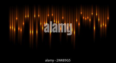 Impulsion d'onde sonore avec lignes de fréquence et illustration vectorielle d'effet de lumière luisante. Motif abstrait de forme d'onde de spectre, graphique d'égaliseur de l'énergie audio Illustration de Vecteur