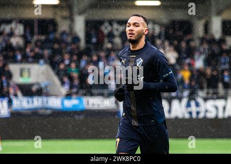 Gothenburg, Suède. 18 février 2024. Vinicius Nogueira (27 ans) de Halmstad BK vu lors du match de la Svenska Cup entre Halmstads BK et Helsingborg au Bravida Arena de Gothenburg. (Crédit photo : Gonzales photo - Amanda Persson). Banque D'Images