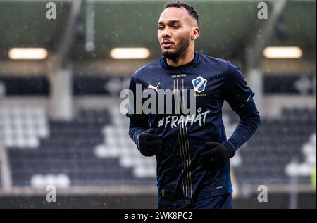 Gothenburg, Suède. 18 février 2024. Vinicius Nogueira (27 ans) de Halmstad BK vu lors du match de la Svenska Cup entre Halmstads BK et Helsingborg au Bravida Arena de Gothenburg. (Crédit photo : Gonzales photo - Amanda Persson). Banque D'Images