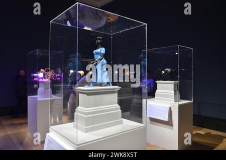 Londres, Angleterre, Royaume-Uni. 19 février 2024. Les artistes présentent leurs œuvres proposées pour les prochaines commandes de Fourth Plinth à la National Gallery de Londres. Les pièces gagnantes, qui seront annoncées en mars 2024, seront dévoilées à Trafalgar Square en 2026 et 2028. Crédit : ZUMA Press, Inc/Alamy Live News Banque D'Images