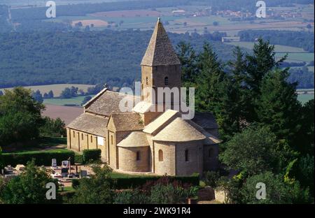 Église Saint-Pierre de Brancion, Brancion, Martailly-lès-Brancion, Region Bourgogne-Franche-Comté, Département Saône-et-Loire, France Banque D'Images