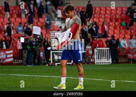 Grenade, Espagne. 18 février 2024. Kamil Piatkowski lors du match de Liga entre Granada CF - UD Almería au Nuevo Los Cármenes Stadium le 18 février 2024 à Grenade, Espagne. (Photo de José M Baldomero/Pacific Press) crédit : Pacific Press Media production Corp./Alamy Live News Banque D'Images