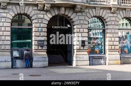 Der Hauptsitz der Schweizer Grossbank Credit Suisse beim Zürcher Paradeplatz im Stadtkreis 1 in der Stadt Zürich. (Zürich, Schweiz, 18.03.2023) Banque D'Images