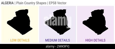 Algérie - forme de pays simple. Cartes détaillées basses, moyennes et hautes de l'Algérie. Illustration vectorielle EPS8. Illustration de Vecteur