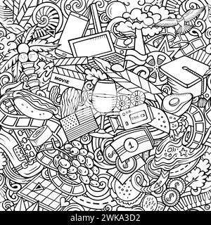 Dessin animé Doodles California Seamless pattern Illustration de Vecteur