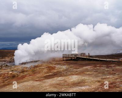 Sources chaudes de Gunnuhver dans le sud de l'Islande Banque D'Images
