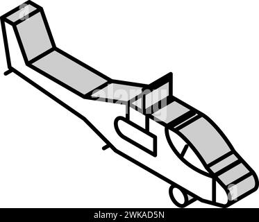 illustration vectorielle d'icône isométrique de machine d'armée volante d'hélicoptère Illustration de Vecteur