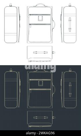 Illustration vectorielle stylisée de plans de valise de voyage spacieuse Illustration de Vecteur
