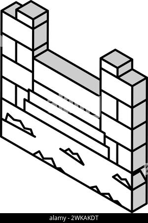 illustration vectorielle d'icône isométrique de clôture hardscapes Illustration de Vecteur
