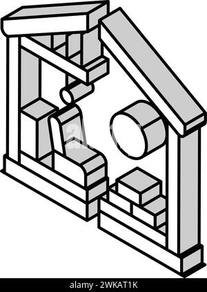 illustration vectorielle isométrique d'icône de démolition intérieure sélective Illustration de Vecteur