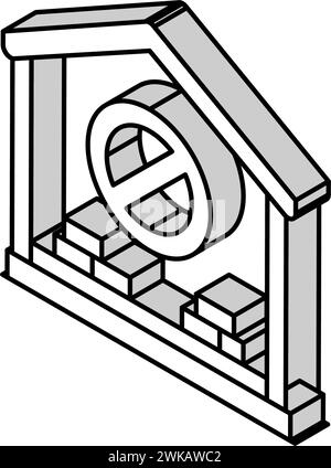 illustration vectorielle d'icône isométrique de démolition de maison intérieure Illustration de Vecteur