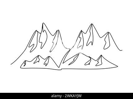 Montagnes illustration vectorielle de dessin d'une ligne. Illustration de Vecteur