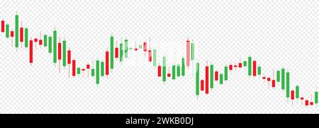 Un graphique de chandeliers crypto sur un fond transparent. Un graphique économique de la chute avec des graphiques boursiers. Illustration de Vecteur