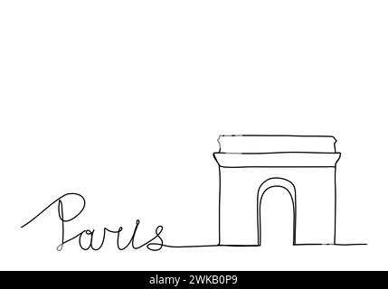 Arc de triomphe à Paris illustration vectorielle de dessin d'une ligne. Illustration de Vecteur