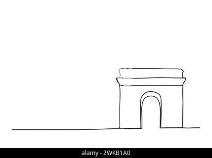 Arc de triomphe à Paris illustration vectorielle de dessin d'une ligne. Illustration de Vecteur