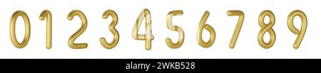 Numéros d'or de 0 à 9. Ensemble de figures sphériques lumineuses. Conception 3D réaliste. illustration vectorielle Illustration de Vecteur