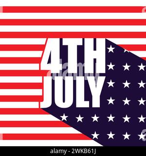 Illustration vectorielle de modèle de bannière du 4 juillet avec le style de drapeau des États-Unis rouge, bleu, fond d'icône d'étoile. Journée de l'indépendance des États-Unis célébrant bannière, affiche Illustration de Vecteur