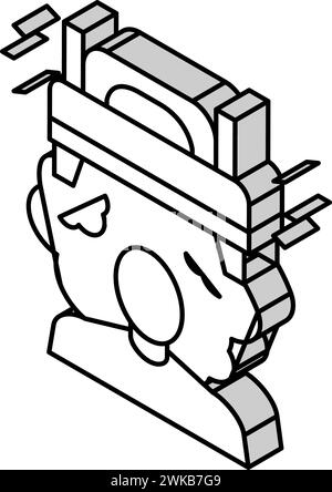 soucis continus sur l'illustration vectorielle d'icône isométrique de sommeil Illustration de Vecteur