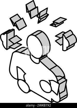 illustration vectorielle isométrique d'icône d'irritabilité, de dépression ou d'anxiété Illustration de Vecteur