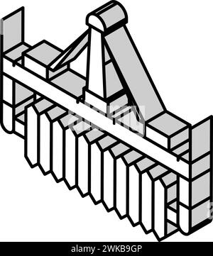 illustration vectorielle d'icône isométrique d'équipement agricole cultipacker Illustration de Vecteur