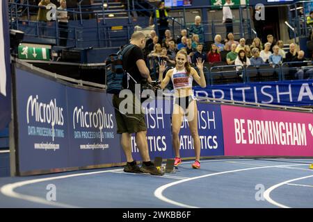 Birmingham, 18 février 2024, 200m Women Heats- Brooke Ironside, Credit : Aaron Badkin/Alamy Live News Banque D'Images